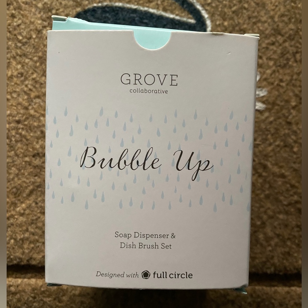 Grove Collaborative Bubble Up Soap Dispenser & Dish Brush Set - White
